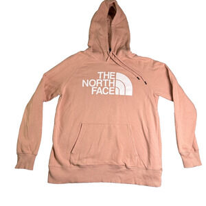 The North Face Hoodie Women's Medium Salmon Pink White Logo Comfort Classic Soft